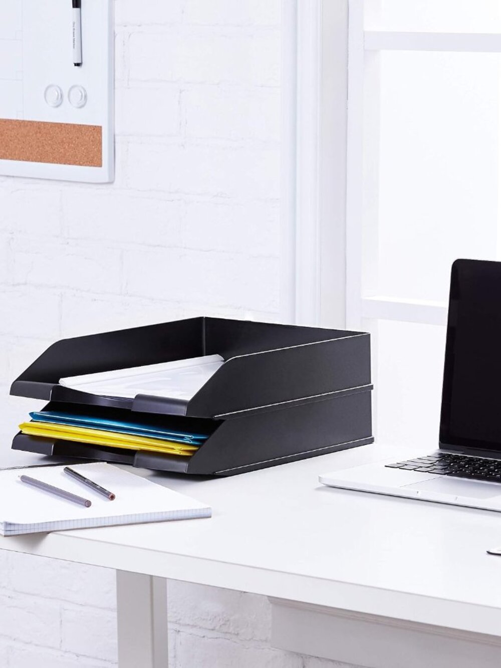 Rectangular Stackable Desk Organizer Office Letter Tray, File Storage, Paper Org - Picture 2 of 6